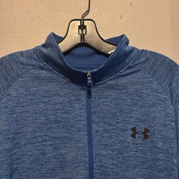 Men’s Under Armour Blue and White Heathered Half Zip Pullover - Picture 3 of 6